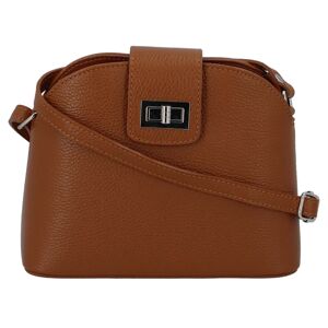 Dámská crossbody kožená kabelka Delami Lisse - koňak